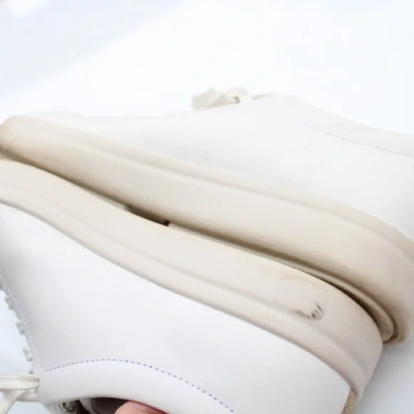Vionic White Leather Low-Top Sneakers with Gold Accents - Picture 10 of 12